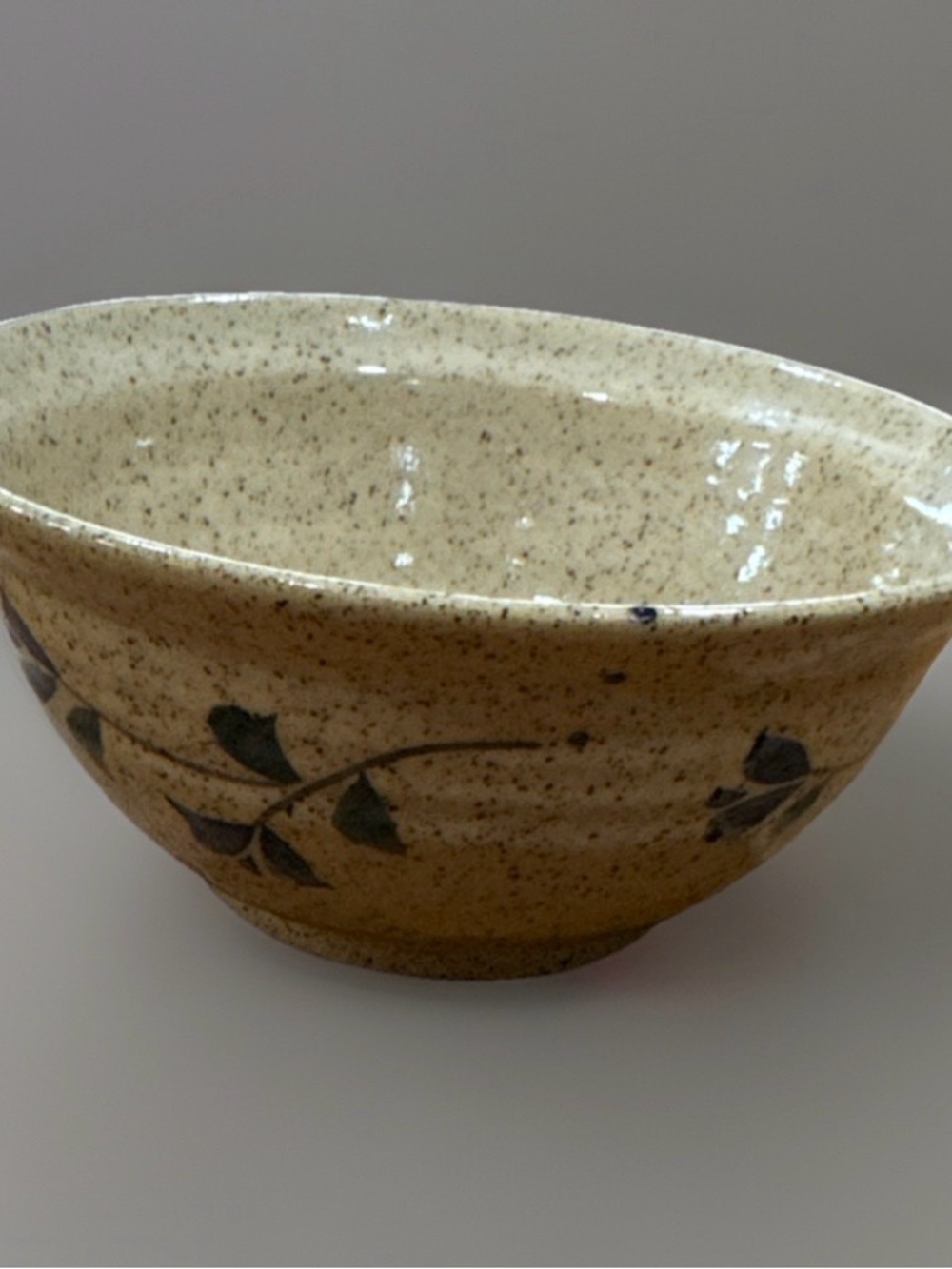 Vintage Signed Studio Pottery Serving Bowl 5” Hand Thrown Stoneware Leaf Design
